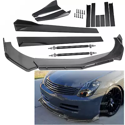 Carbon Fiber Front Bumper Lip Side Skirt/ Strut Rods For Infiniti G35 G37 K • $199.99