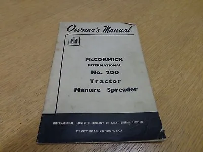 McCormick International 200 Manure Spreader Operators Manual Instruction Book • £10