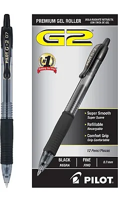 Pilot Pens G2 0.7mm Retractable Gel Pens 12 Pack Of Fine Ink Pens (black) • $15.45