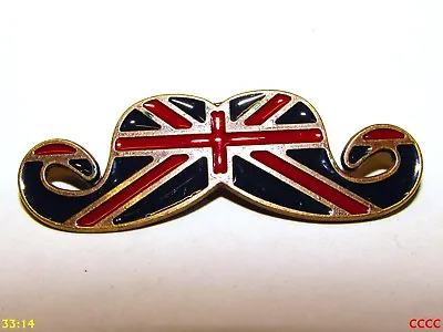 £4 • Buy Steampunk Brooch Badge Pin Gentleman's Moustache Union Jack Flag Great Britain