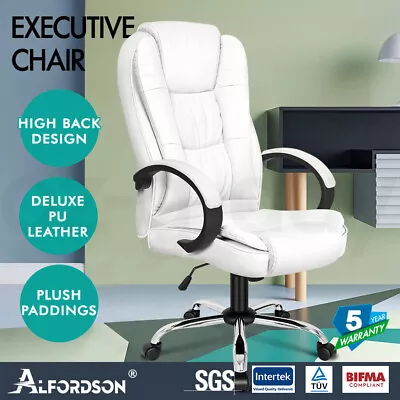 ALFORDSON Office Chair Mesh Executive Gaming Seat Leather Fabric Racing Tilt • $129.95