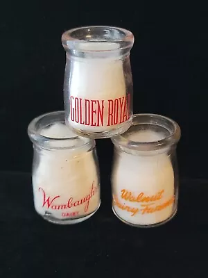 3 Advertising Mini Cream Bottles Walnut Dairy Wambaughs Golden Royal • $29.95