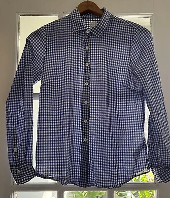 J. Crew The Perfect Shirt Button Up Women's Blue White Gingham 100% Cotton • $12.99