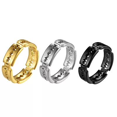 Men's Punk Stainless Steel Gothic Double Edge Blades Ring Band Jewelry Size 7-12 • $9.99
