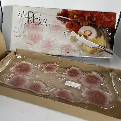 Mikasa Studio Nova 15 1/2” Canape Serving Tray Pink Frosted Flowers New In Box • $20