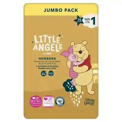 Little Angels Newborn  Size 1 2-5 Kg Jumbo Pack 70 Nappies | Free Delivery • £9.99