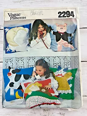 Vogue Vintage Sewing Patterns 2294 - 5 Pillows For Children 18  Cow Cat & More • $7