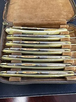 Vintage 7 Day Solingen Straight Razor Set 124 Wellmeister.  Very Rare! • $499