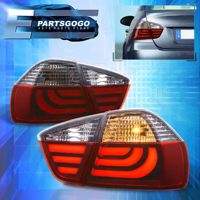 For 05-08 BMW 3 Series E90 4DR Error Free Red Tube LED Tail Lights Lamps Pair • $211.99