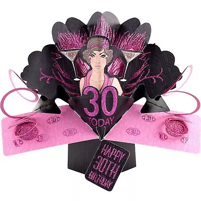 3D Pop Up Card Happy 30th Birthday Girl Pink Art Deco Greeting Cards Keepsake • £6.49