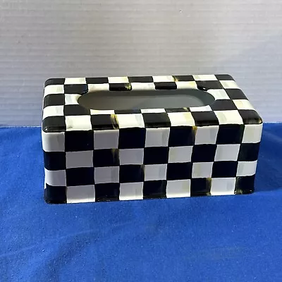 Mackenzie Childs Courtly Check Enamel Tissue Standard Size Box Cover • $65