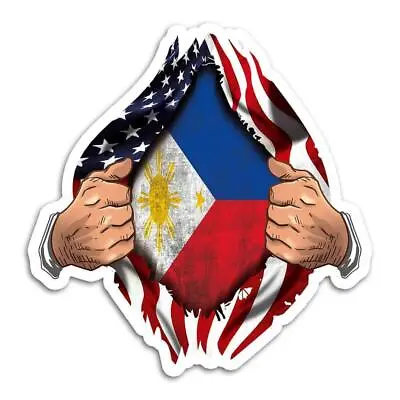 $4.99 • Buy Gift Sticker : Philippines Flag USA American Chest Filipino Expat Country