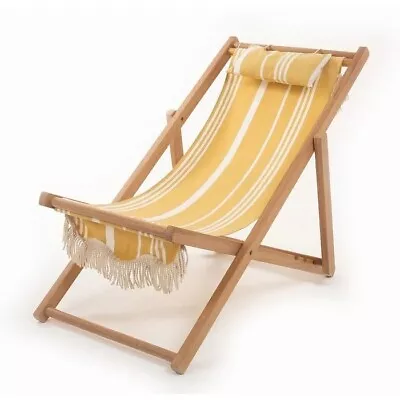 Business & Pleasure Co. Sling Chair In Vintage Yellow Stripe New With Box Pool • $179.97