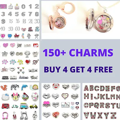 £1.75 • Buy  Floating Charms For Living Memory Locket Family Friends Letters Numbers Animals