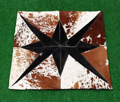 100% NEW COWHIDE LEATHER PATCHWORK CUSHION COVER RUG COW HIDE (15  X 15 ) SA-224 • $0.99