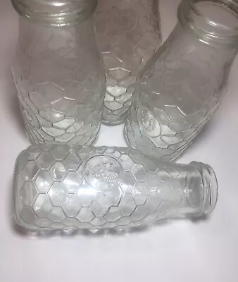 Country Farm Rooster Chicken Wire Pattern Clear Glasses Set Milk Bottle Shape • $28.85