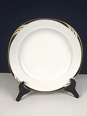 Omega White Black Dinner Plate - Black Edge White Gold Design • $25.03