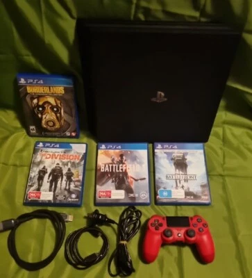 $290 • Buy Sony PlayStation 4 (PS4) Pro 1 Tb 4 Game 1 Controller And Cables 