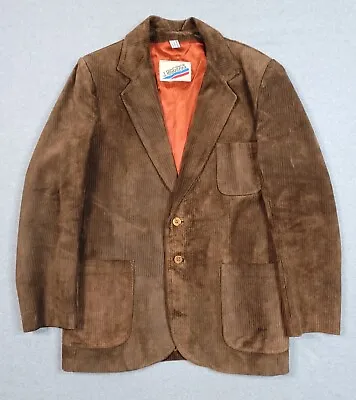 Vintage J. Riggins Suede Leather Corduroy Lined Jacket Sz L 1980s Coat Grandpa • $55.99