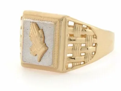 10k Or 14k Two Tone Gold Religious Praying Hands Mens Ring • $284.99