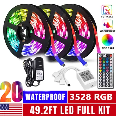 $52.24 • Buy 100FT Flexible 2835 RGB LED Strip Light Remote Fairy Light Room Party Waterproof