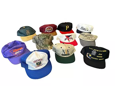 Lot Of 11 Vintage Hats Snapback Flatbill Dad Hat Golf Sports Novelty Some New • $0.99