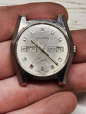 Vintage Waltham Automatic Men Watch 17 Jewels Incabloc Swiss Date Day WORKING • $34.99