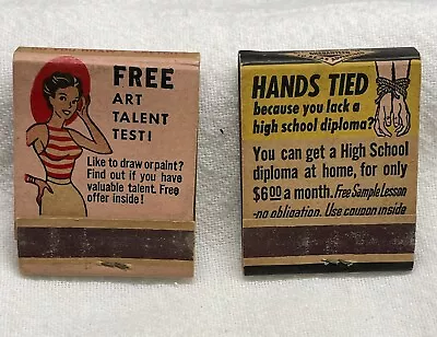 Vintage Matchbooks “Free Art Talent Test!” And “Hands Tied”. New Unstruck • $12.99