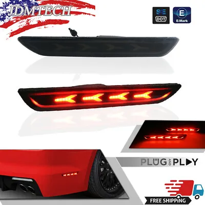 For 2015-2021 Ford Mustang Smoked Lens Red LED Rear Bumper Side Marker Light Set • $22.19