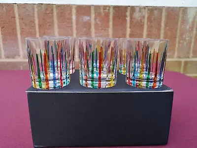 Murano  Shot Glasses Hand-Painted Italian Crystal Set Of 6 • £79.99