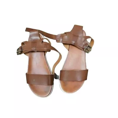 Mia Size 6.5 Brown Strappy Low Platform Sandals Shoes • $16.99
