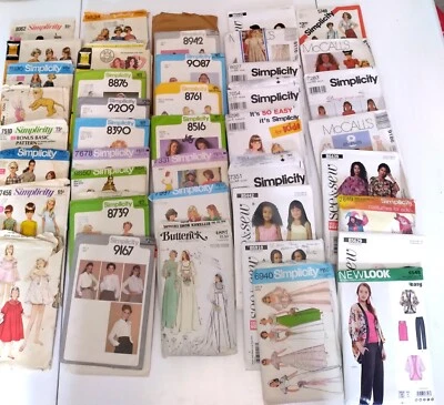 $65 • Buy Lot 44 Vtg Sewing Patterns 60's 70s 80's Wedding Dress, Children, Adult, Costume