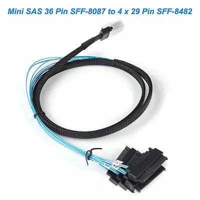 $21.95 • Buy Mini SAS 36 Pin SFF-8087 To 4 X 29 Pin SFF-8482 Connectors With SATA Power Cable