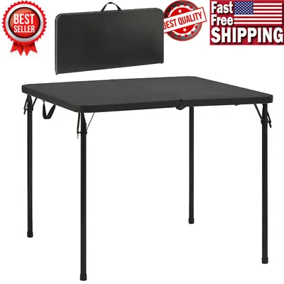 $38.97 • Buy Folding Table 34  Square Resin Fold-in-Half Indoor Outdoor Picnic Camping Black