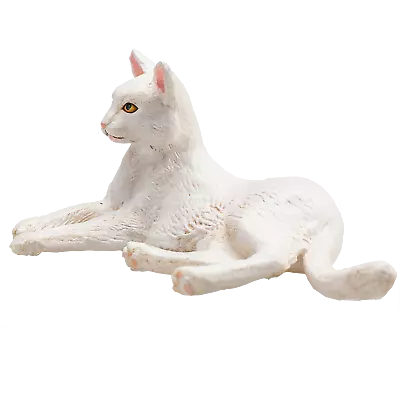 £6.75 • Buy Mojo CAT LYING WHITE Cute Pet Farm Model Toys Plastic Figures Animals Feline
