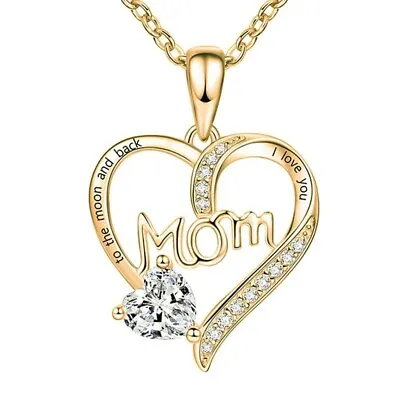 Gold Plated MAMA Heart Shape Necklace For Women With Free Gift Pouch & Delivery • £5.89