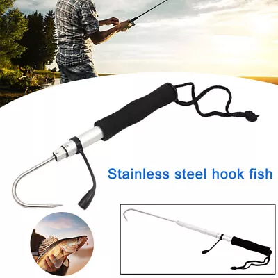 Ice Fishing Gaff Hook Telescopic Fish Stainless Fishing Spear Hook Hand Gaffs AU • $14.55