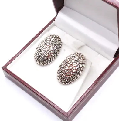 Sterling Silver MCM Modernist Hallmarked Crackle Style Post Earrings • $35