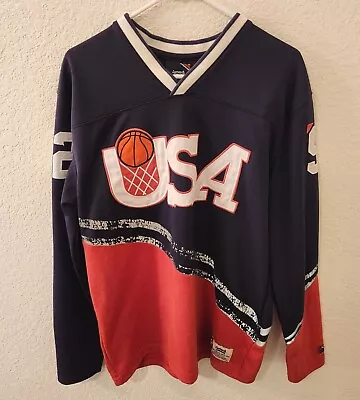 $35 • Buy Vintage Mens Lemar & Dauley #92 USA Basketball Large Pullover Long Sleeve Shirt 