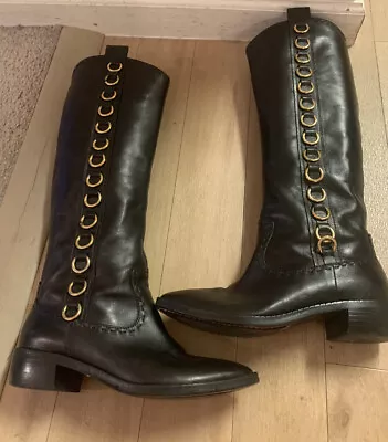 $135 • Buy Giuseppe Zanotti Tall Riding Boots In Black Calf Size 39 1/2 Made In Italy $1450