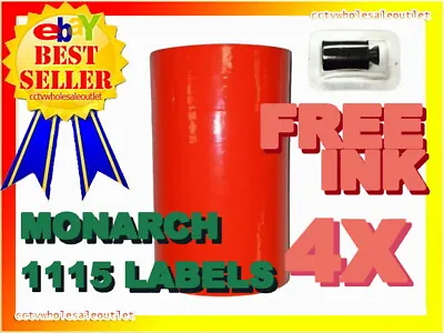 4 Sleeves Fluorescent Red Label For Monarch 1115 Pricing Gun 4 Sleeves=40rolls • $105