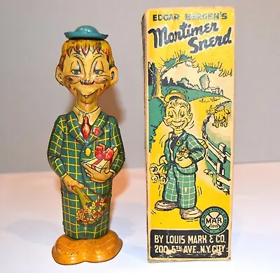 Edgar Bergen’s Mortimer Snerd Tin Wind Up Toy With Original Box – 1939 • $425