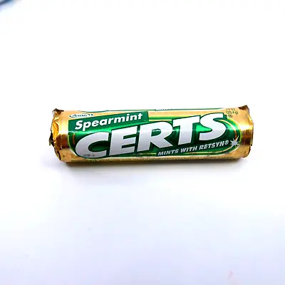 1 Certs Mint W/ RETSYN Roll Candy SPEARMINT COLLECTIBLE 1999 GOLD Wrapper VTG • $19.99