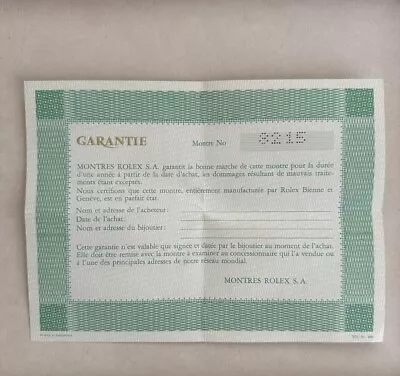 Authentic Vintage Rolex Oyster Warrant Card Paper • $249