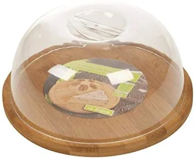 Natural Bamboo Round 18cm Cheese Board With Cover Lid Platter Serving Storage • £10.29