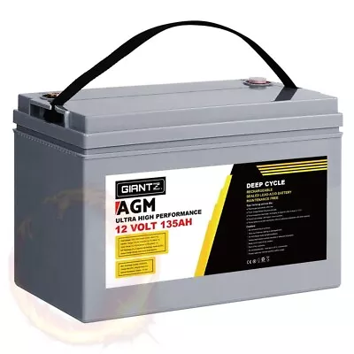 Giantz 135Ah Deep Cycle Battery 12V AGM Marine Sealed Power Caravan Camping • $215.54