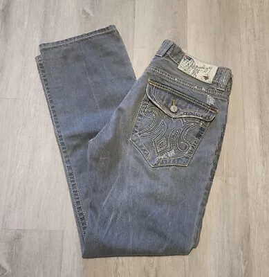 Vintage Mek Jeans Mens 34x31 Gray Distressed Streetwear Skate Grunge Pocket Flap • $29.95