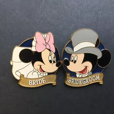 OLD HTF Disney Pin Set Wedding Groom Mickey Mouse Bride Minnie Mouse • £96.50