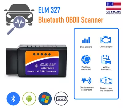 Bluetooth OBD2 OBDII Car Diagnostic Scanner Auto Fault Code Reader Tool ELM327 • $10.75