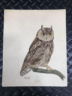 Vintage Watercolor Owl Original Signed Art 9” X 11” • $12.99